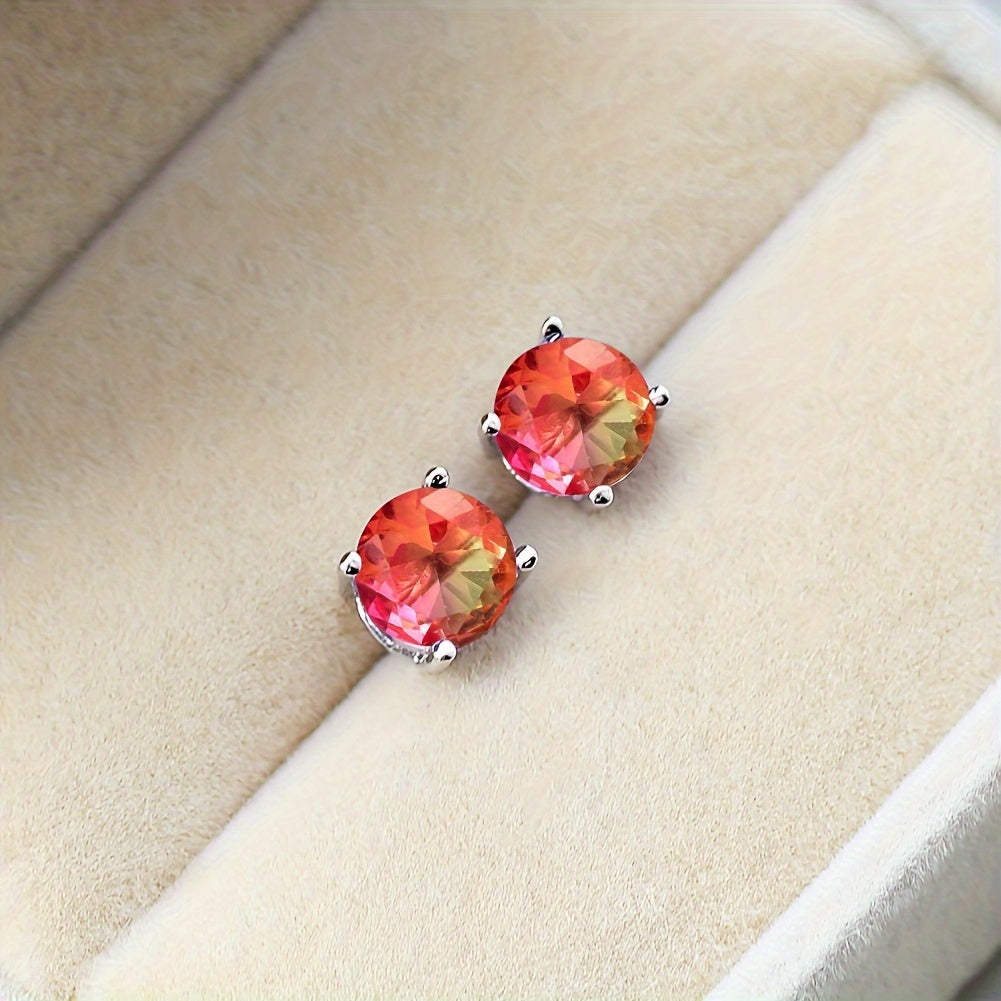 Women and Teen Girls Sterling Silver Tourmaline Earrings Multi-Color 6.78mm