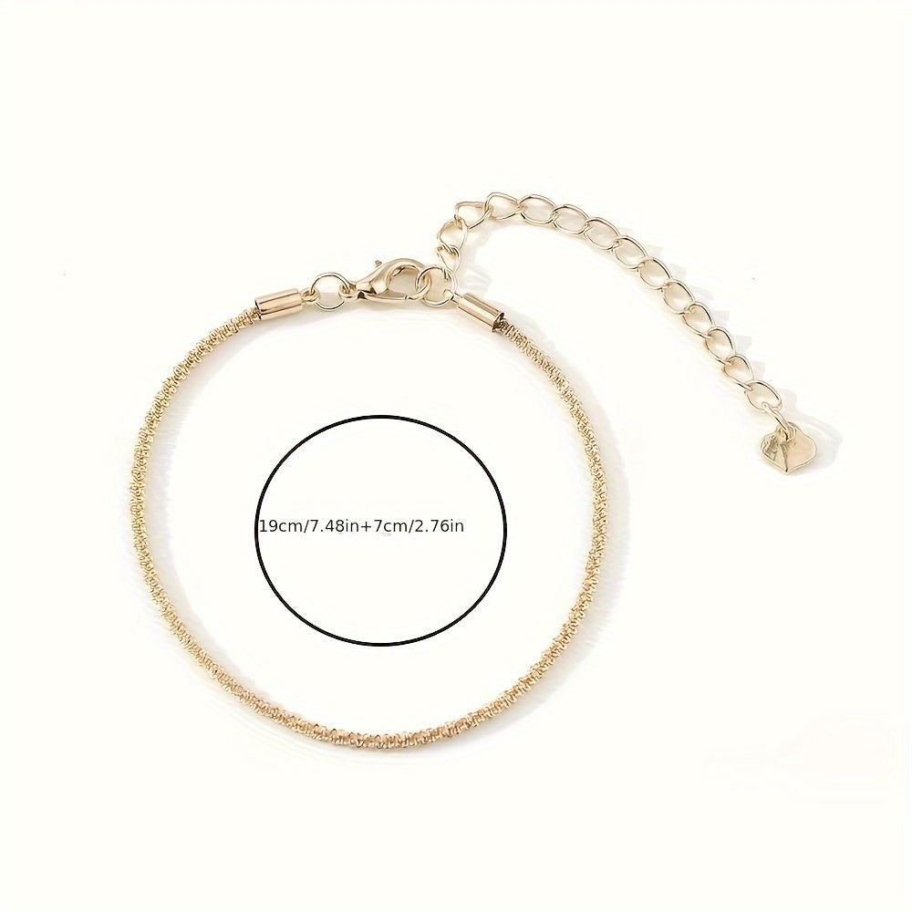 Women's Silver Sparkling Ankle Bracelet with Teardrop Charm