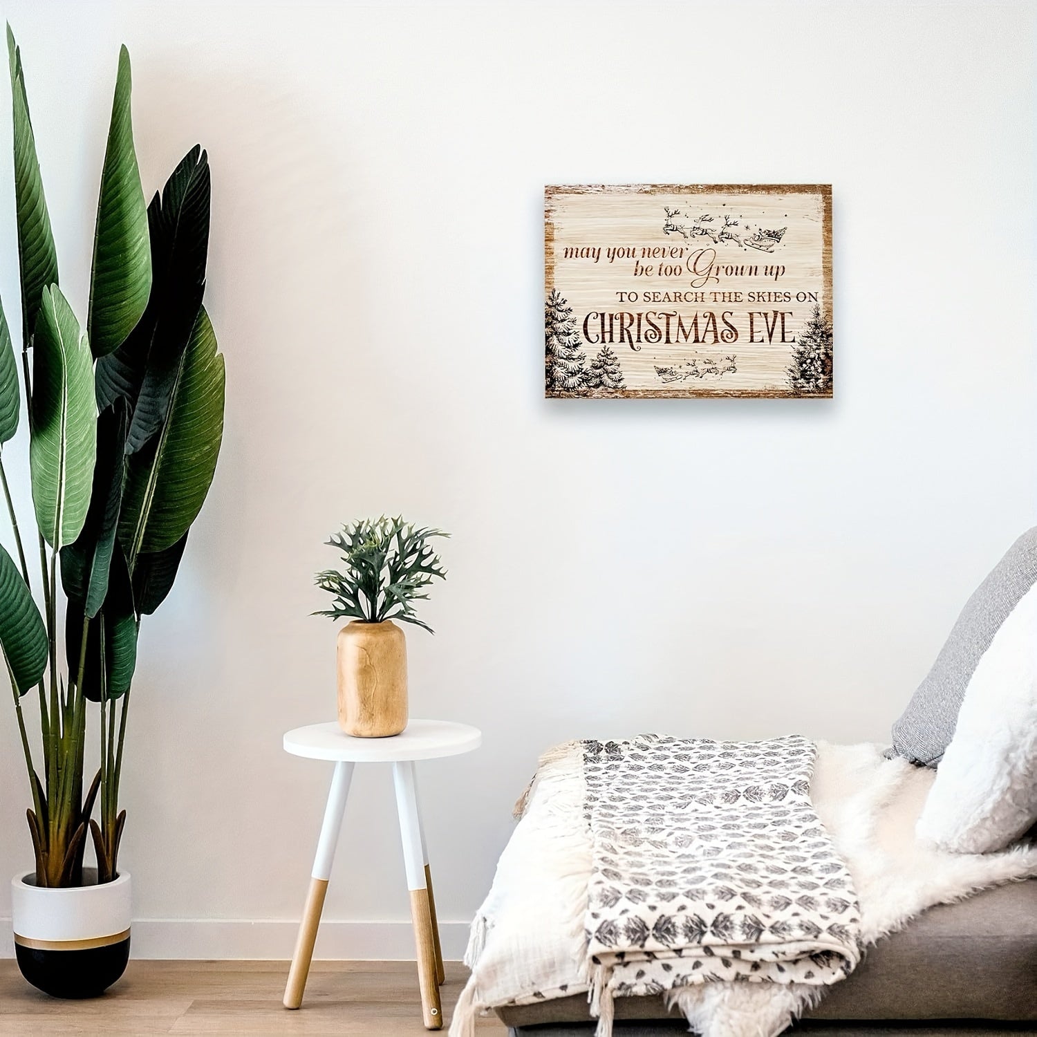 Farmhouse Christmas Wall Art Canvas Decor with Christmas Sign May You Never Be Too Grown Up to Search 30x40 cm Frameless House Decor