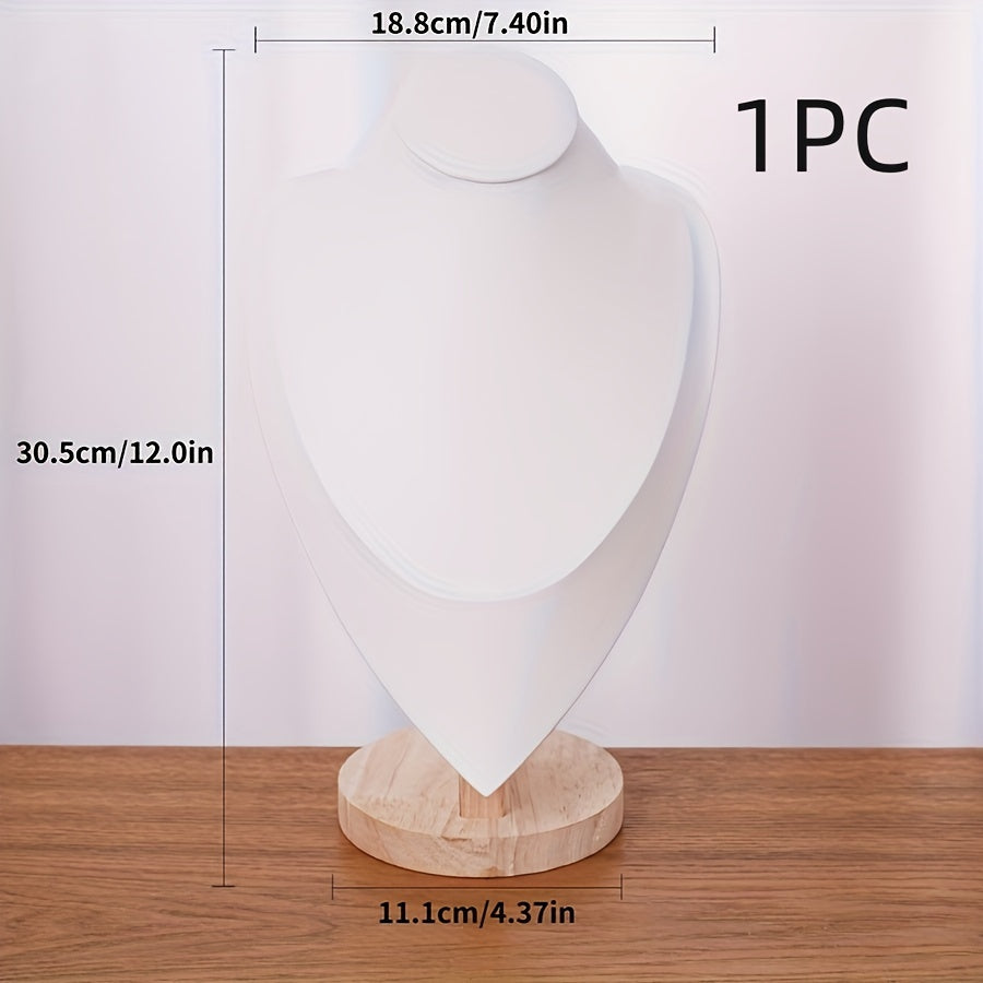 Wood Jewelry Stand for Necklaces with Portrait Neck Mold