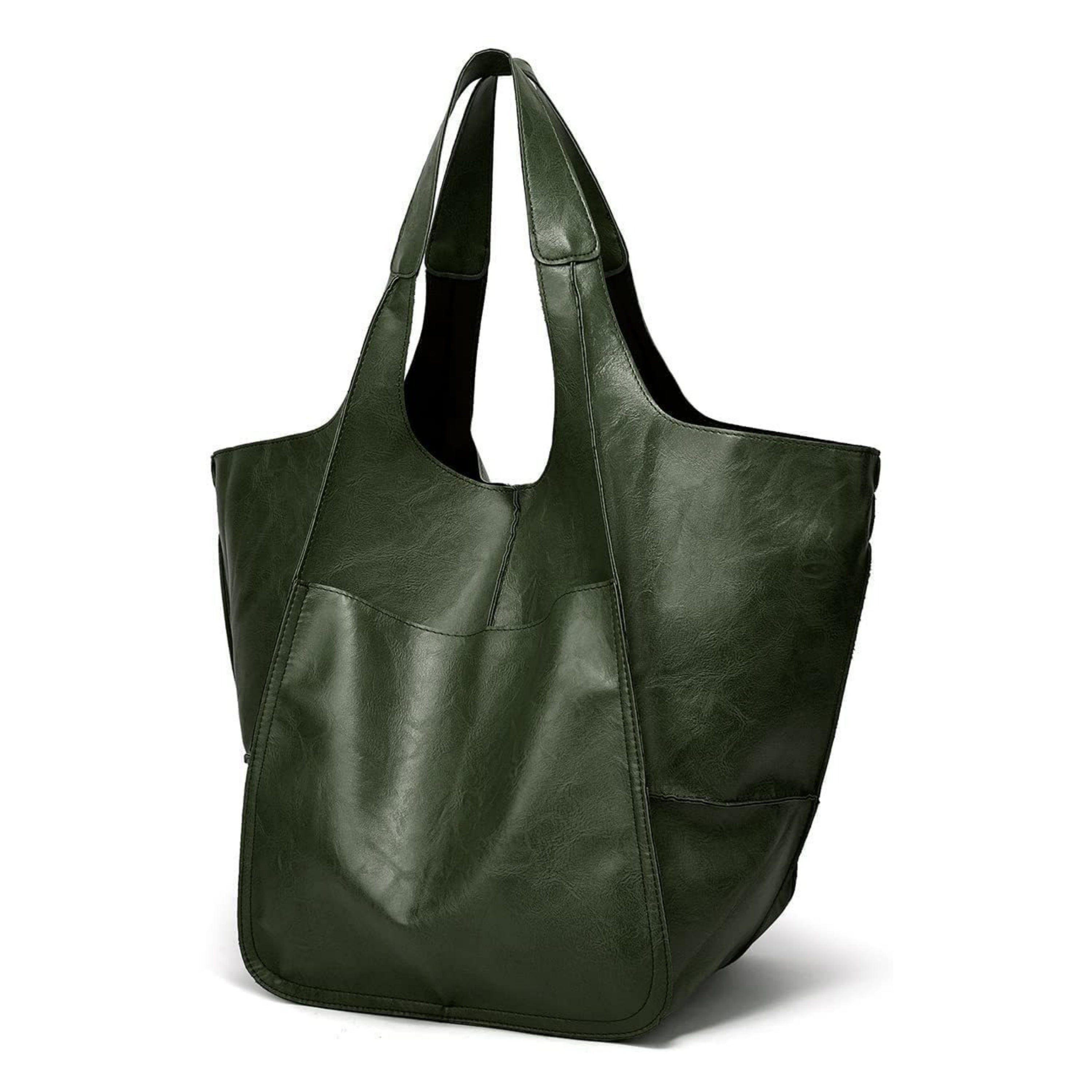 Women's Retro Style Shoulder Bag PU Solid Color Spacious Crossbody Bag Black Green Light Brown Dark Brown