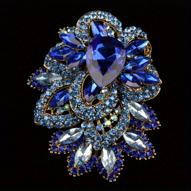 Elegant Flower-Shaped Rhinestone Brooch for Women Sparkling Jewelry Accessory for Parties
