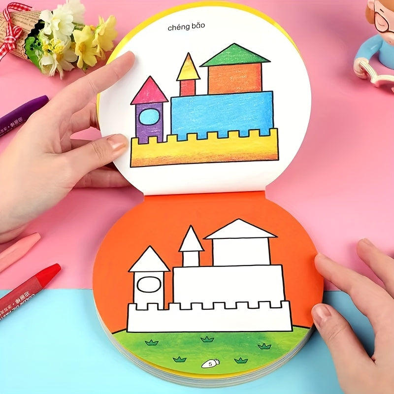 Coloring Book for 2-6 Year Olds with Animals and Portable Painting Supplies Pink