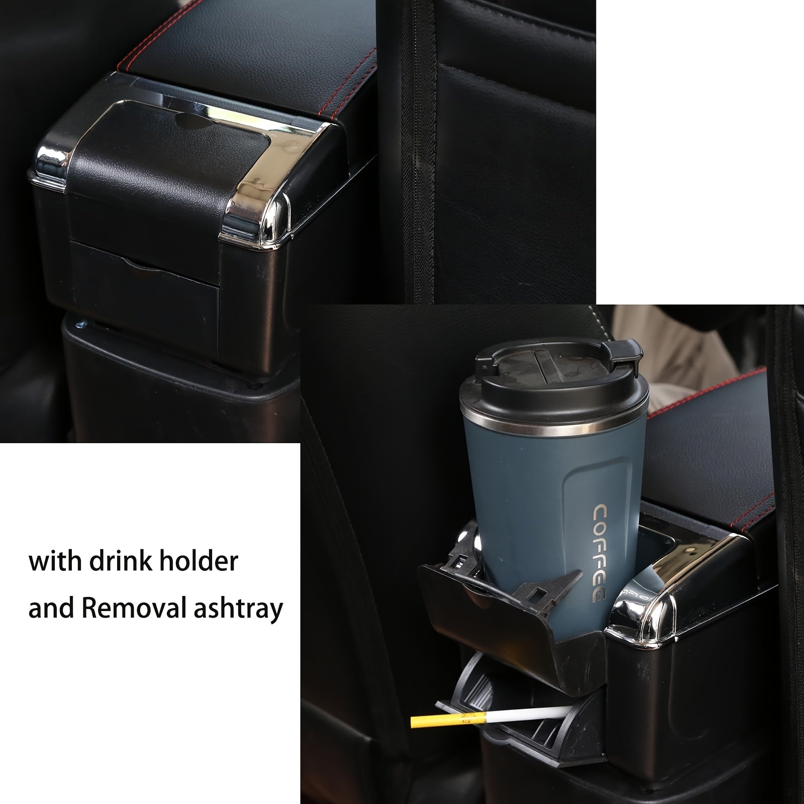 Car Interior Center Console Armrest Box With Cup Holder And Removable Tray