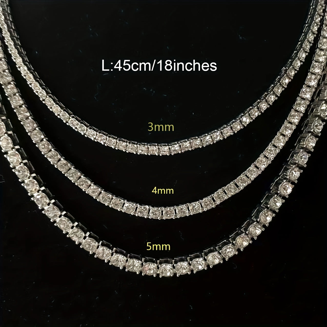 Hip Hop Tennis Chain for Men Gold Silver Durable Jewelry Accessory