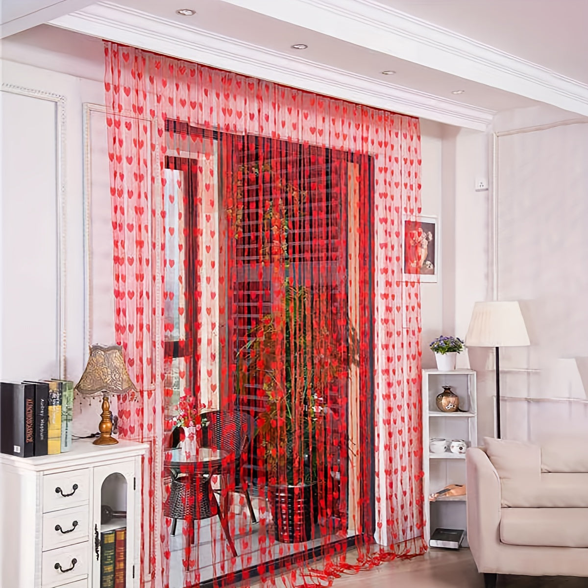 Pink Heart Tassel Door Curtain for Weddings and Home Decor