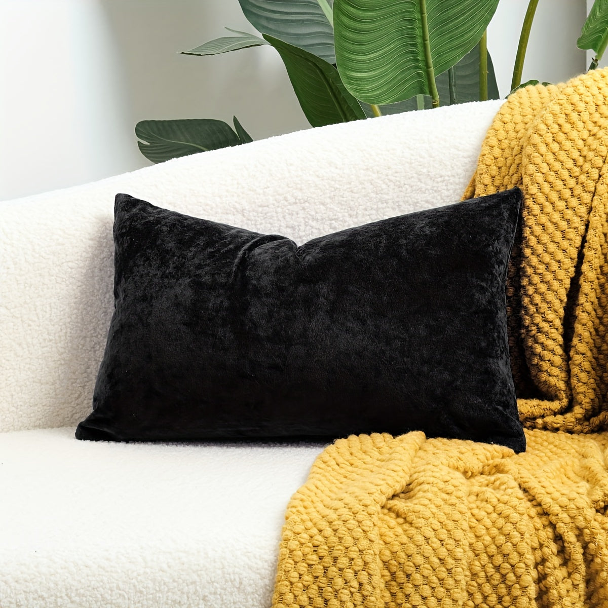 Velvet Throw Pillow Cover with Speckled Texture for Sofa and Bed 100% Polyester
