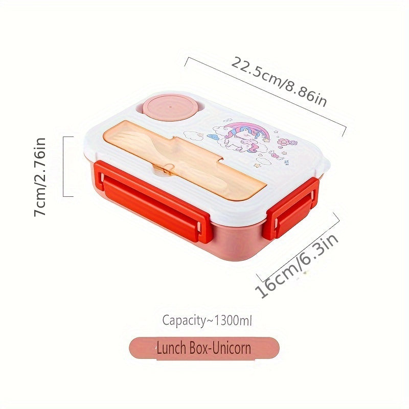 Детский ланч-бокс на 44 унции с соусными чашками и приборами, герметичный, безопасный для микроволновки