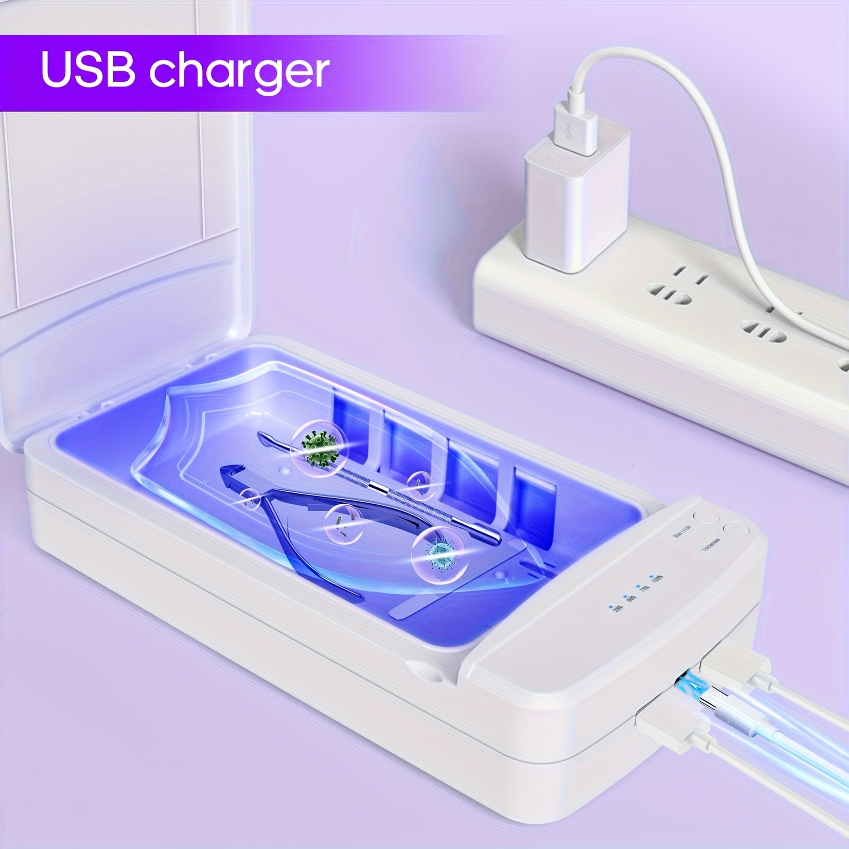 Портативная коробка для дезинфекции мобильных телефонов с USB, стерилизатор и инструменты для маникюра для домашнего салона.