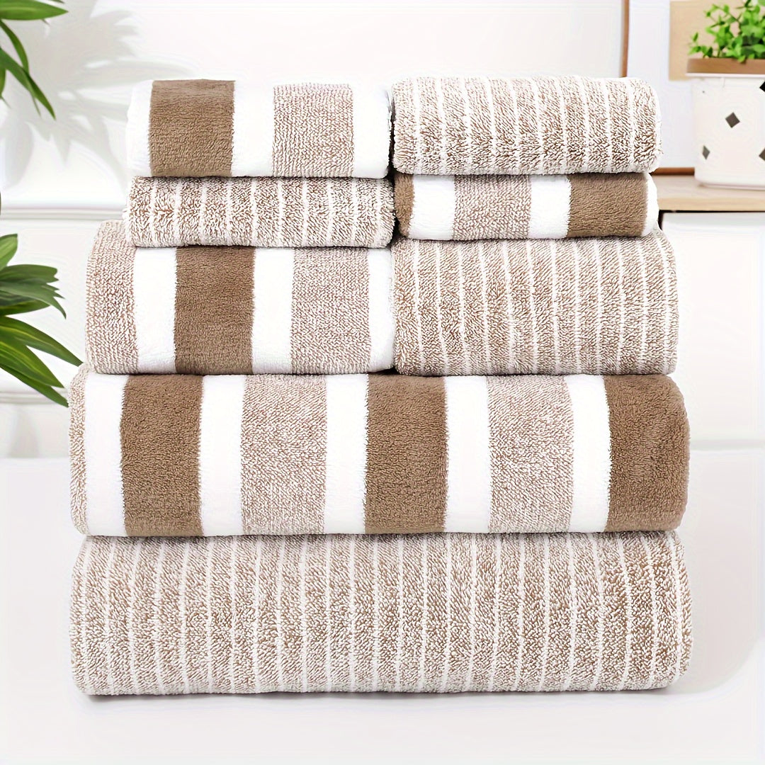 8-Piece Bath Towel Set Includes 4 Square Towels 30x30cm 2 Bath Towels 35x75cm 2 Large Towels 70x140cm Soft Absorbent Quick Dry