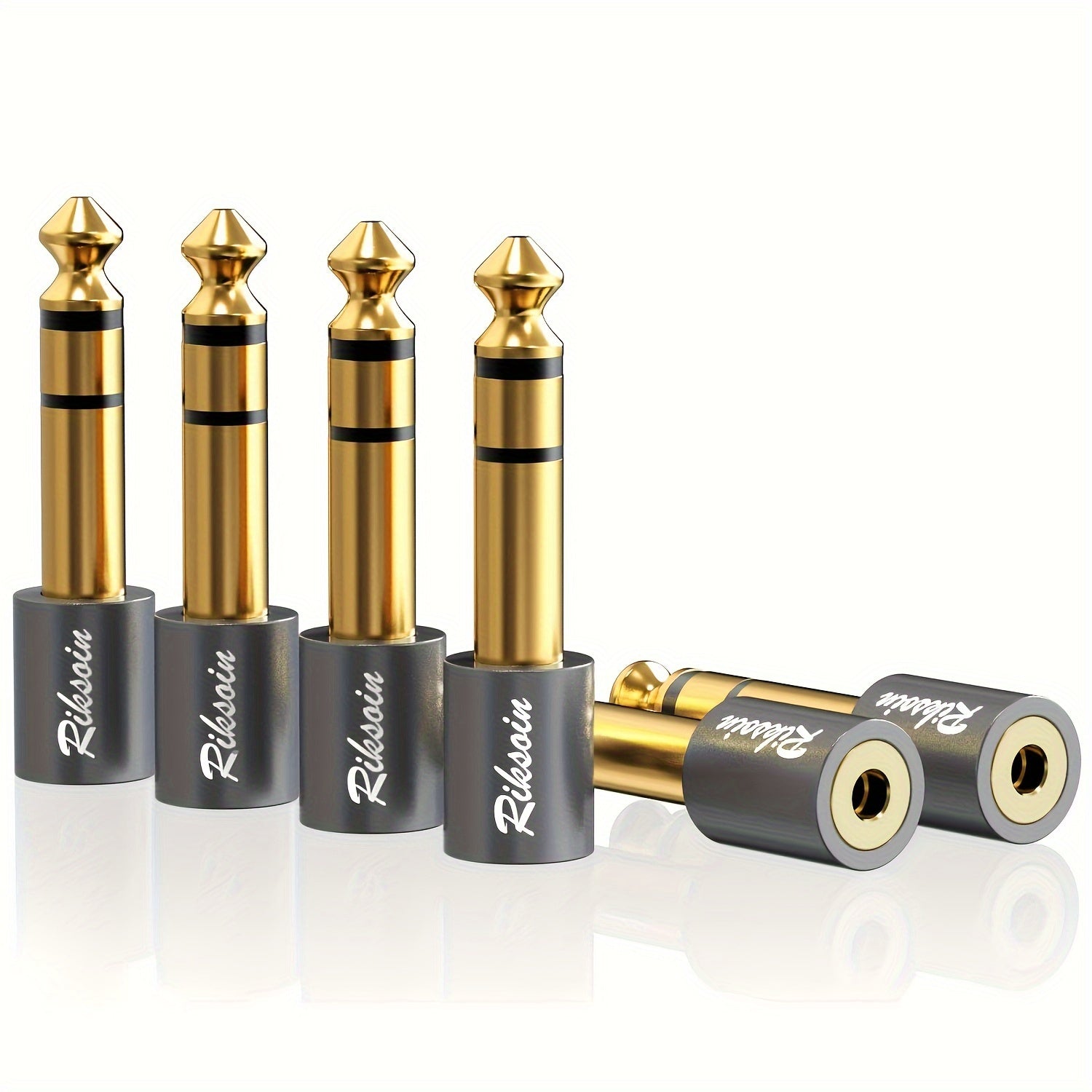 6.35mm Male to 3.5mm Female Stereo Headphone Adapter Alloy Black High Fidelity