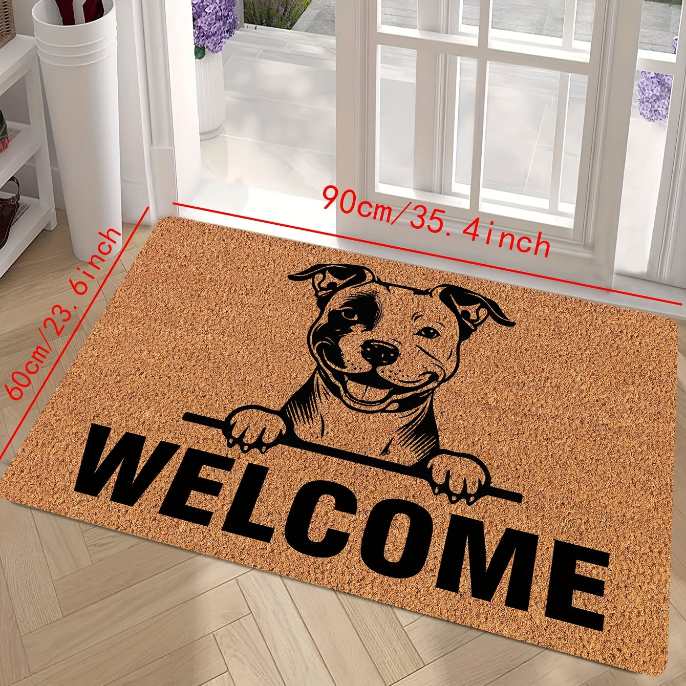 Durable Pit Bull Welcome Doormat Stain-Resistant Indoor Outdoor Polyester