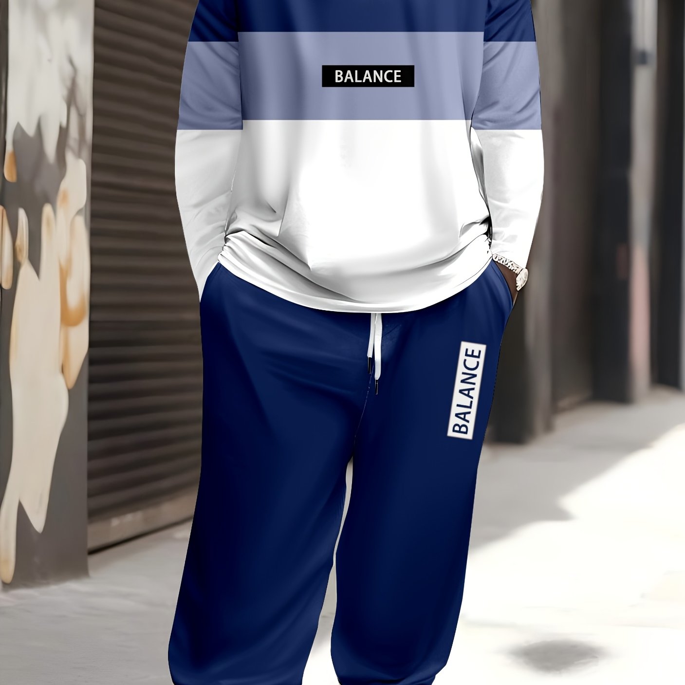 Men's Large Colorful Pattern Sweatshirt and Sweatpants Set for Autumn Winter Sportswear