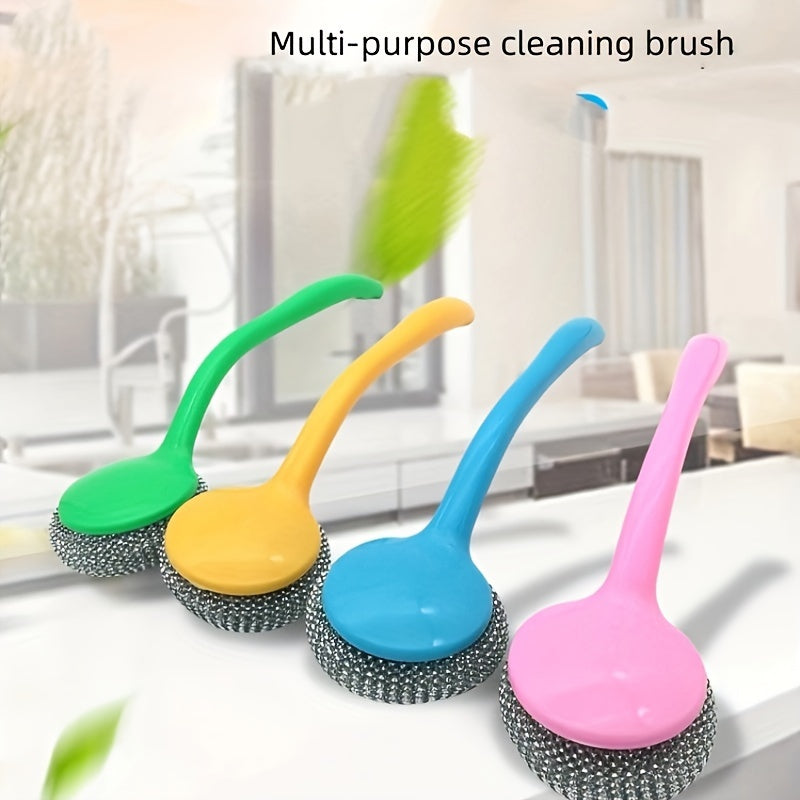 Stainless Steel Kitchen Scrubber with Handle, Non-Stick Pan Safe Detachable Design