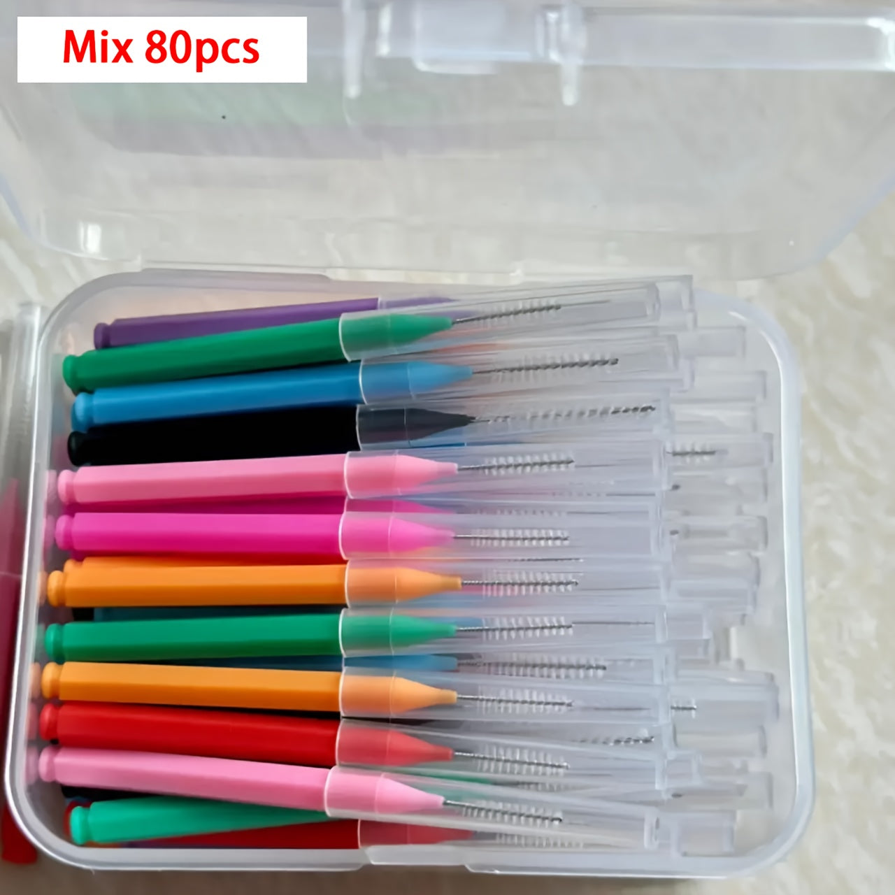 80 dona interdental cho'tkalar tishlarni tozalash uchun mikrotoʻqimalik sochlar bilan tartar olib tashlash