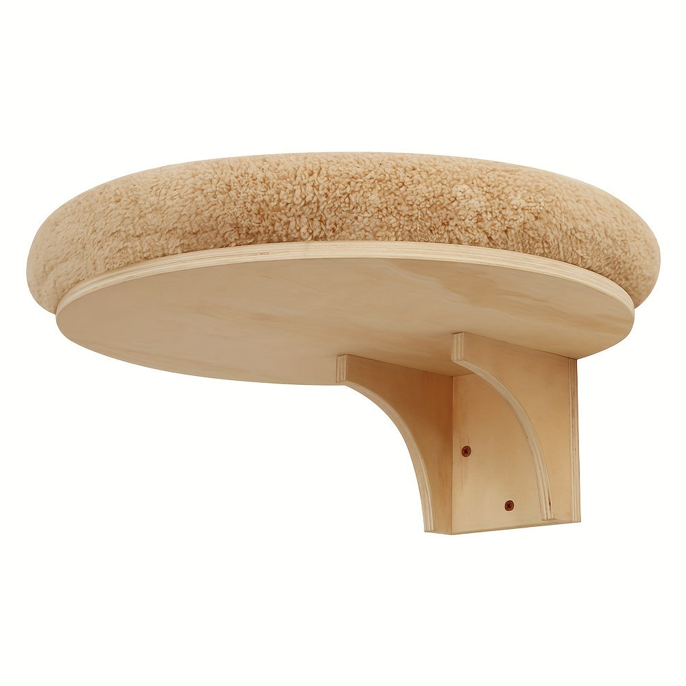Modern Raw Wood Wall-Mounted Cat Bed for Indoor Cats