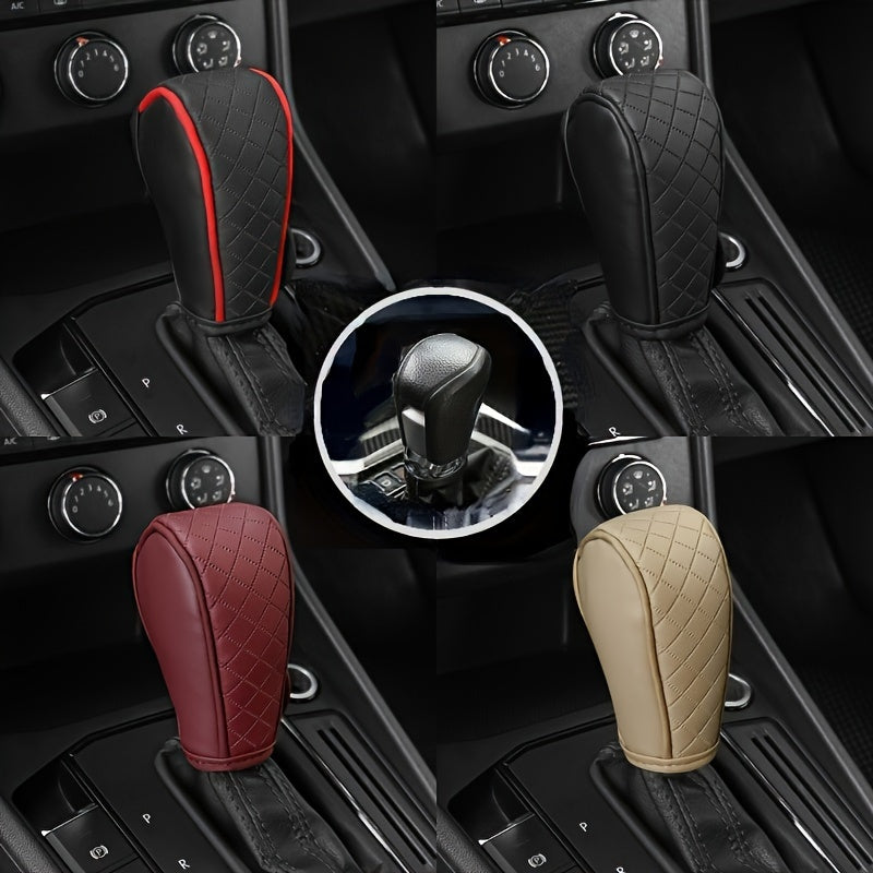 Universal PU Leather Non-Slip Car Gear Shift Knob Cover Black Auto Parts