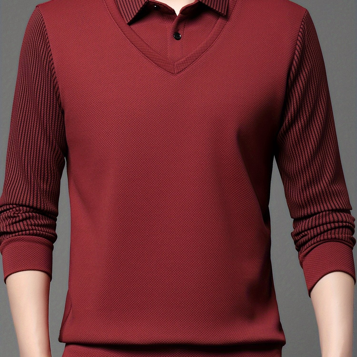 Мужская длинная рубашка-поло в полоску из полиэстера для отдыха на природе