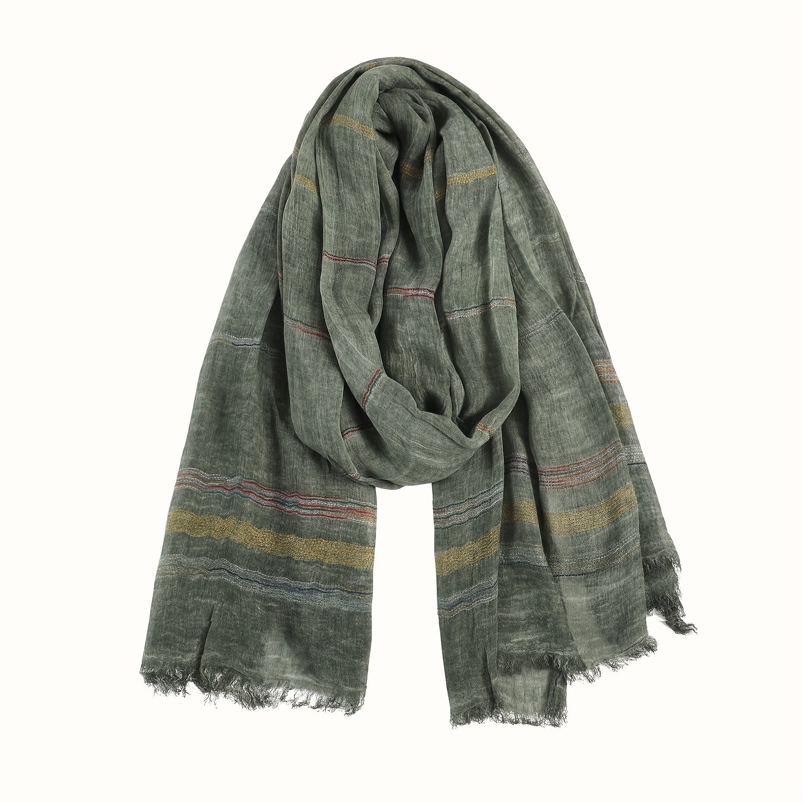 Lightweight Rayon-Linen Men's Scarf with Stripes for Fall and Winter