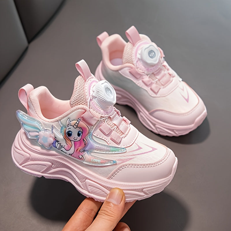 Pink Unicorn Cartoon Sneakers for Girls All-Season Cushioned Non-Slip Sole