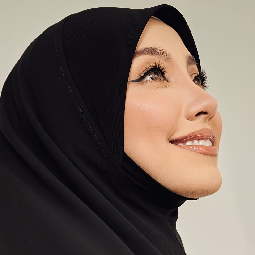 Women's Solid Color Amira Hijab Breathable Lightweight Muslim Headscarf