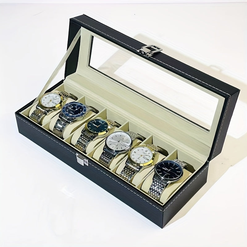 Large Capacity Watch Storage Box with 6 Slots for Men and Women