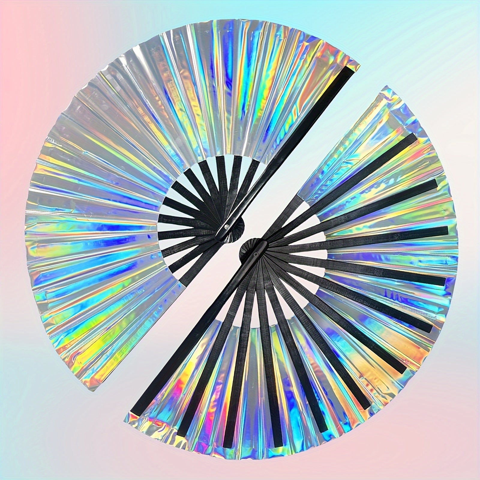 Fan de fiesta grande plegable de madera, arcoíris, festival, accesorio para baile disco