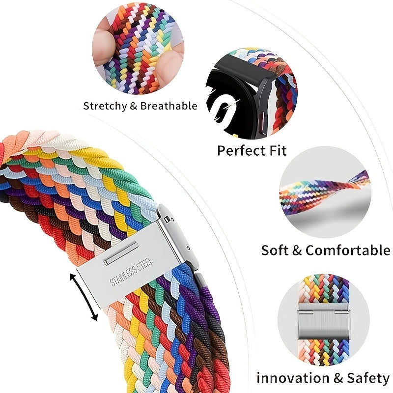 Nylon Braided Sport Loop Band for Galaxy Watch 4 5 6 7 and Active 2 3 4 5 22mm Strap for Men Women