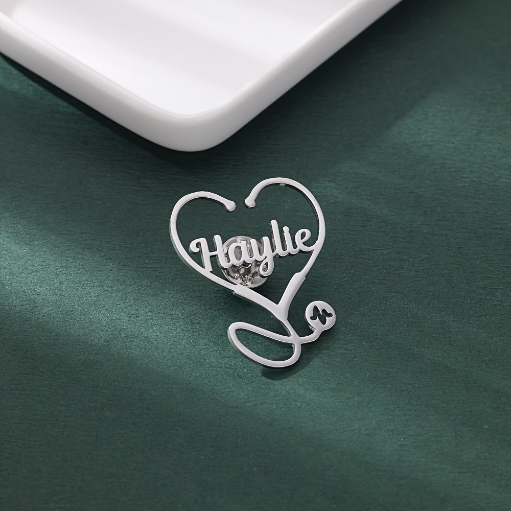 Stainless Steel Stethoscope Brooch with Pet and Heart Wings for Men Women Gift