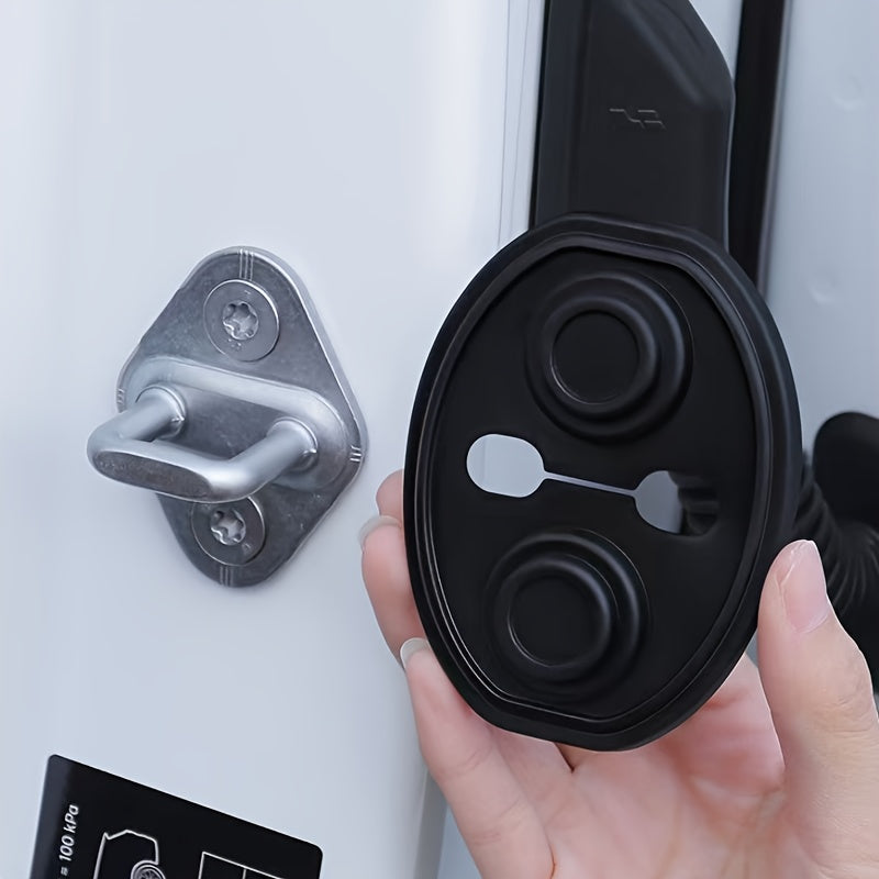 Silicone Car Door Lock Protection Pads Scratch-Resistant Door Threshold Covers Black