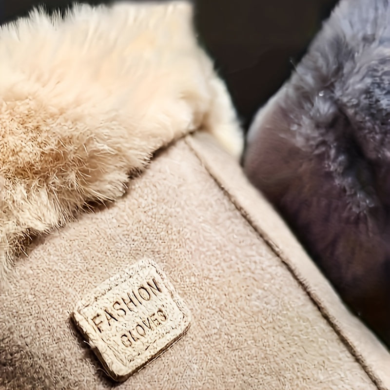 Women's Fleece Lined Windproof Touchscreen Riding Gloves Polyester Velvet Warm Outdoor