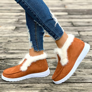 Women's Fleece-Lined Winter Snow Boots Cozy Slip-On Ankle Boots Brown