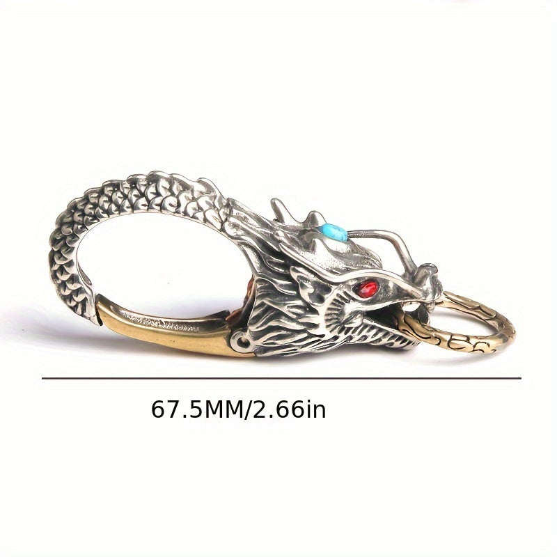 Dragon Keychain Brass White Copper Turquoise Accessory for Men Belt