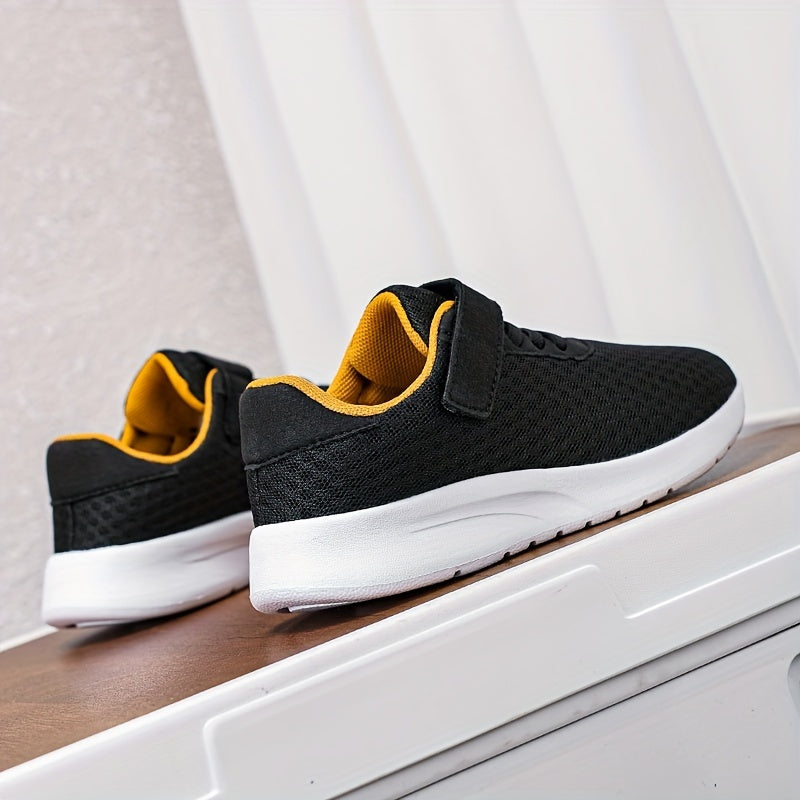 Kids Breathable Mesh Sneakers with Hook-and-Loop Closure Casual Running Shoes