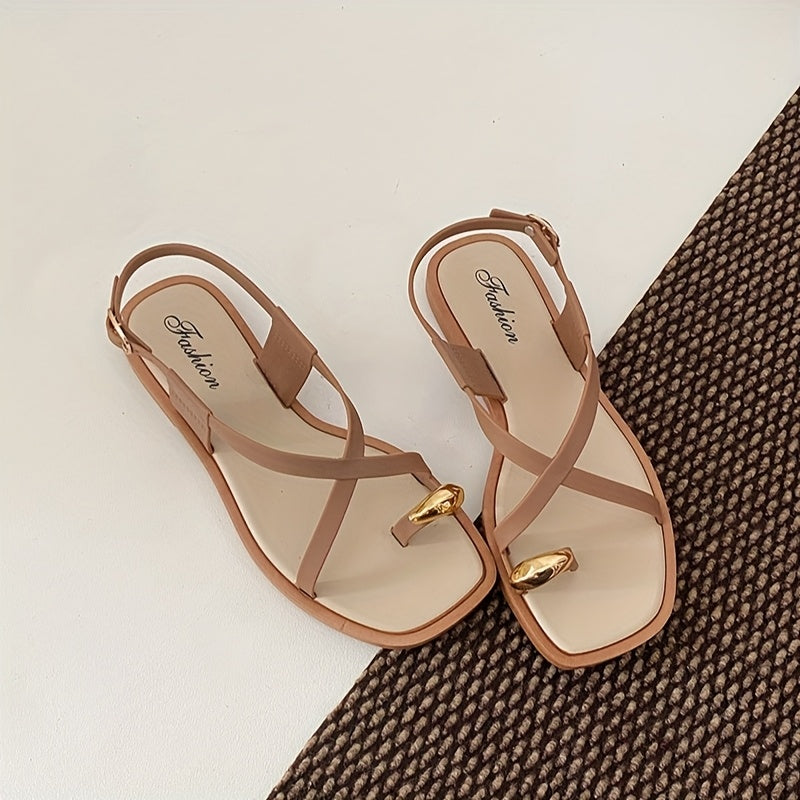 Women Roman Sandals PVC Strappy Summer Shoes Adjustable Ankle Strap