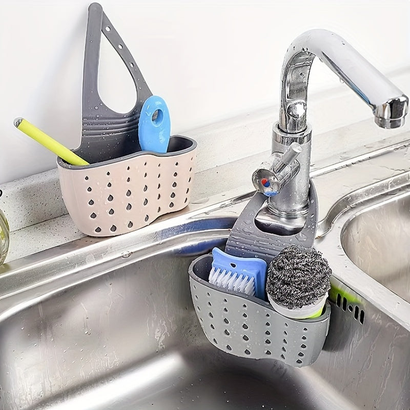 Rectangular Hanging Kitchen Sink Organizer with Drainage for Sponges and Brushes Multi-Color