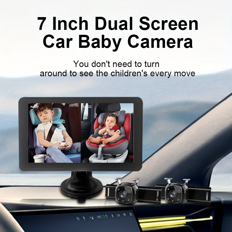 2-Pack Car Cameras for Rear Seat Monitoring 17.78 cm Dual Screen Easy Installation