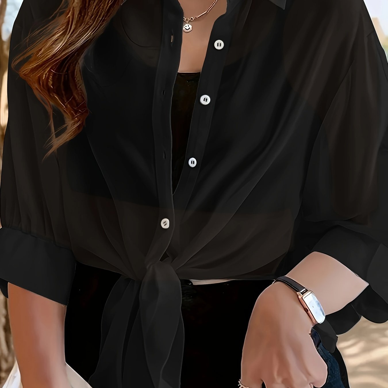 Plus Size White Sheer Chiffon Cardigan for Women Beach Cover-Up Long Sleeve Lightweight Layering