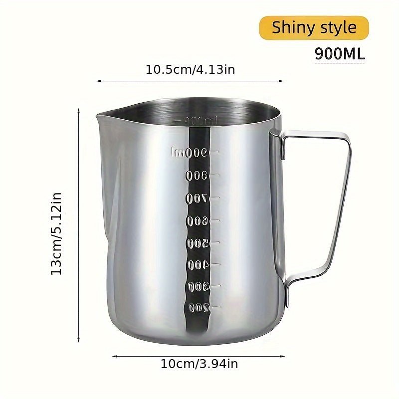 Stainless Steel Frothing Cup with Scale for Latte Art, Espresso and Milk Tea