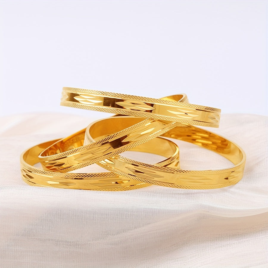 Set of 4 Vintage Gold Finish Bangles for Women Elegant Jewelry for Daily Wear and Events