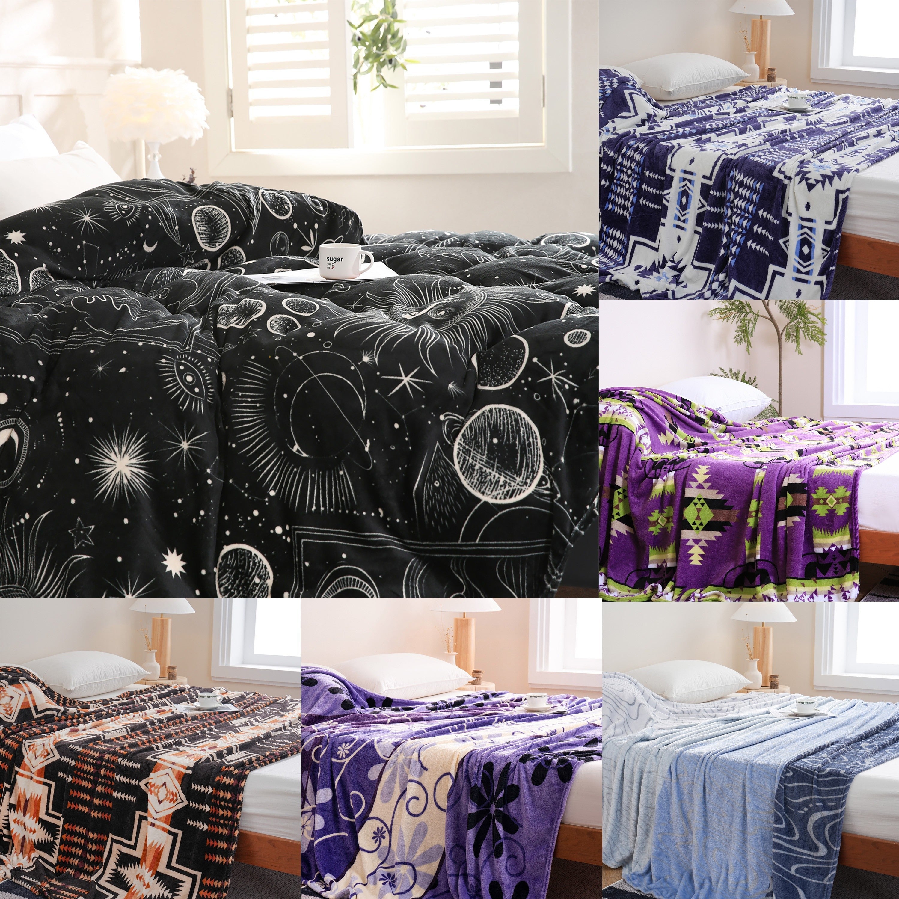 Manta de franela moderna de 200GSM, lavable a máquina, para todas las estaciones, ropa de cama versátil