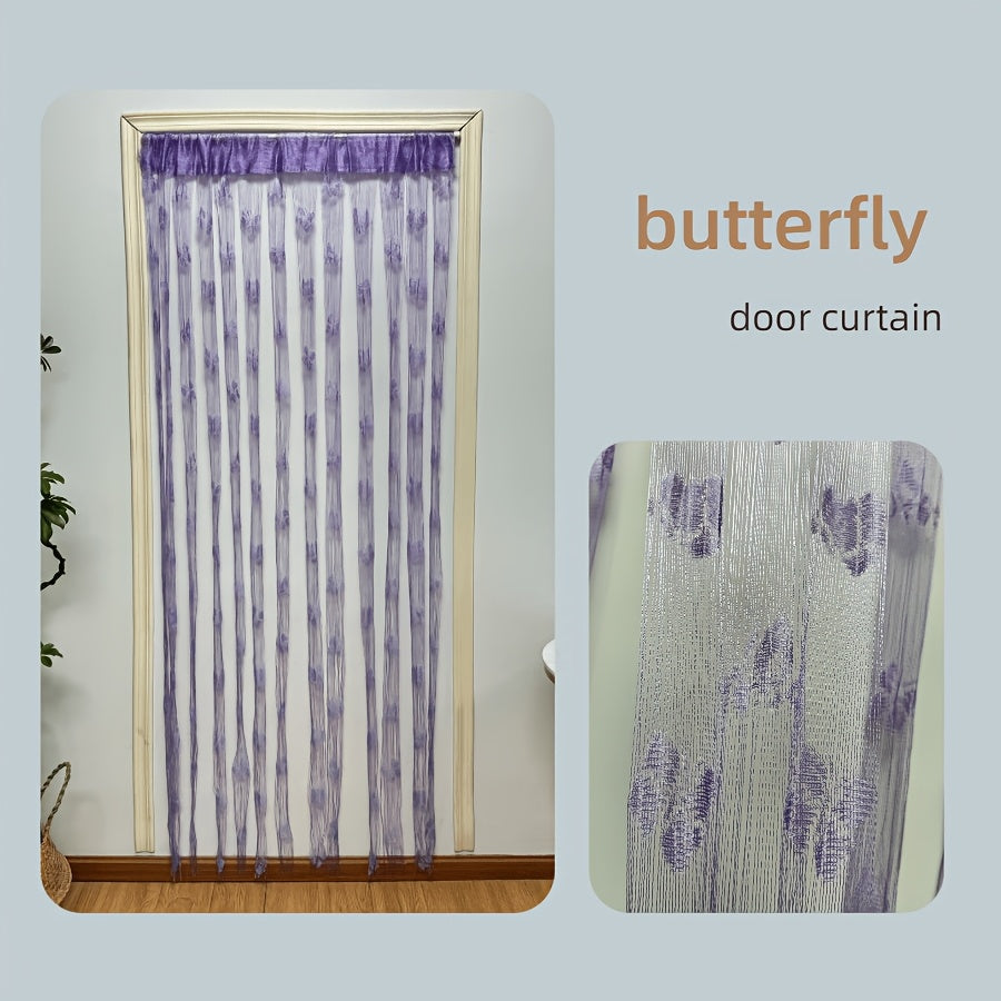 Sheer Curtain with Vibrant Orange Yellow Butterfly Floral Pattern Lightweight Polyester Rod Pocket for Living Rooms Hotels