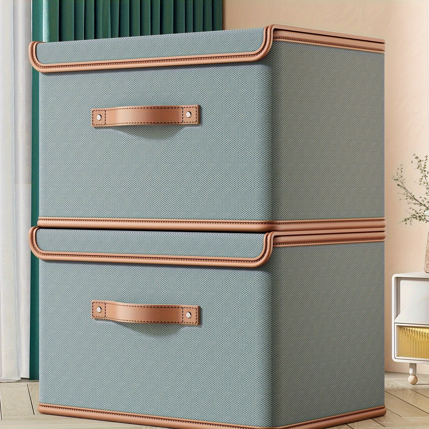 Grandes cestas de tela con tapas para ropa, toallas y ropa interior, organizadores plegables que ahorran espacio