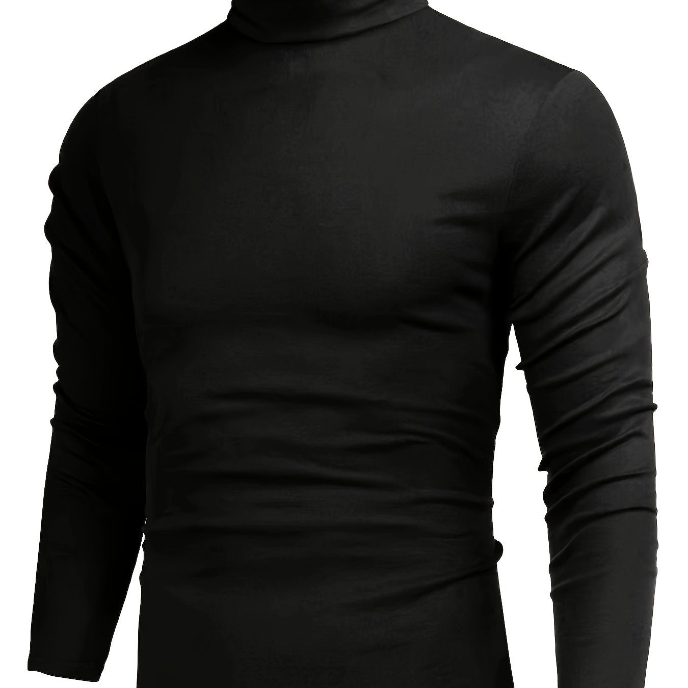 Men's Fleece-Lined High Collar Shirt for Fall and Winter Solid Polyester Spandex