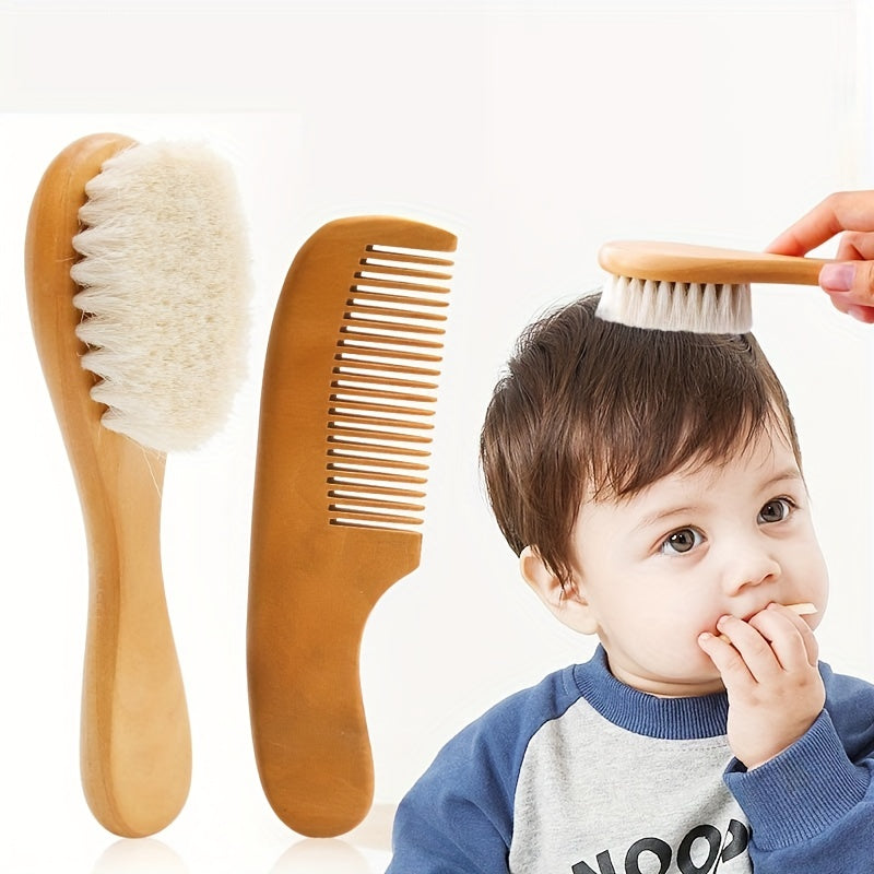 Baby Care Set with Baby Shampoo Brush Massage Lotus Wool Maple Flat Comb and Head Massage Tool