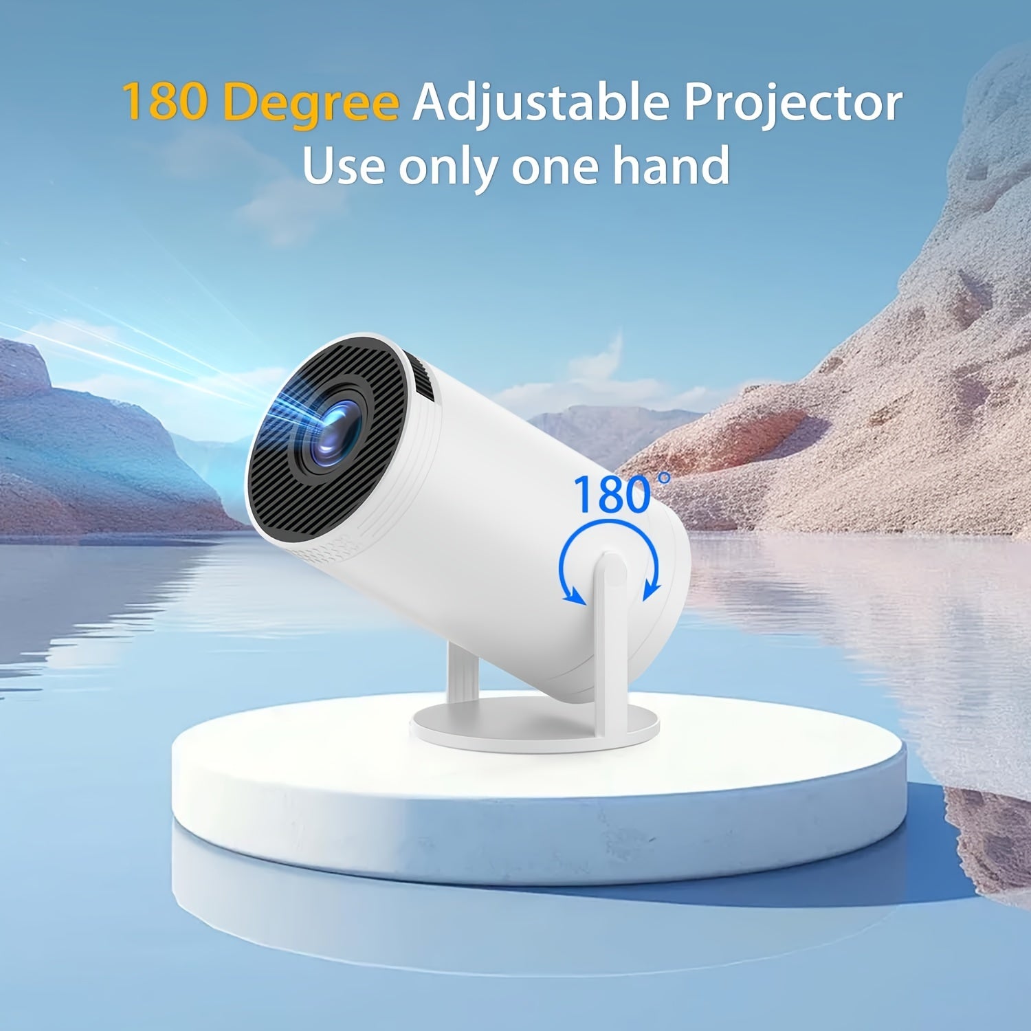 XYA S100 Portativ 4K Proyektor, 5G WiFi va Simsiz, 3000+ Lumen Yorqinlik, Masofadan Boshqarish, Kiyestone Qo'llab-quvvatlash, Aylanadigan Kiyestone, HDTV/USB/AV bilan Mos, Oq rang.