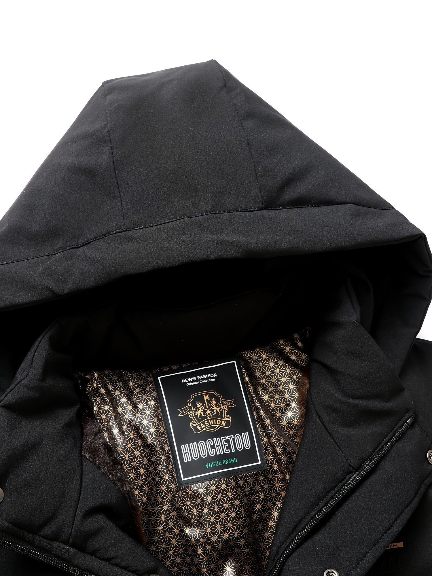 Men's Navy Blue Winter Jacket with Detachable Hood Fleece Lined Breathable Zipper Coat