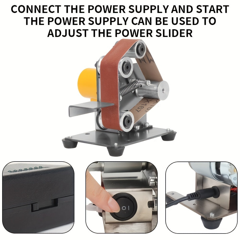 Electric Mini Belt Sander 7 Speeds 220V for Metal Wood Polishing Rust Removal