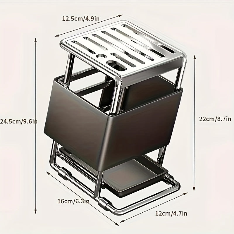 Stainless Steel Knife Block with Water-Draining System and Ventilated Rack