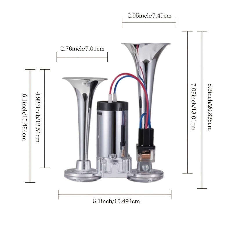 Universal Dual Air Horn System for 12V Vehicles with Compressor